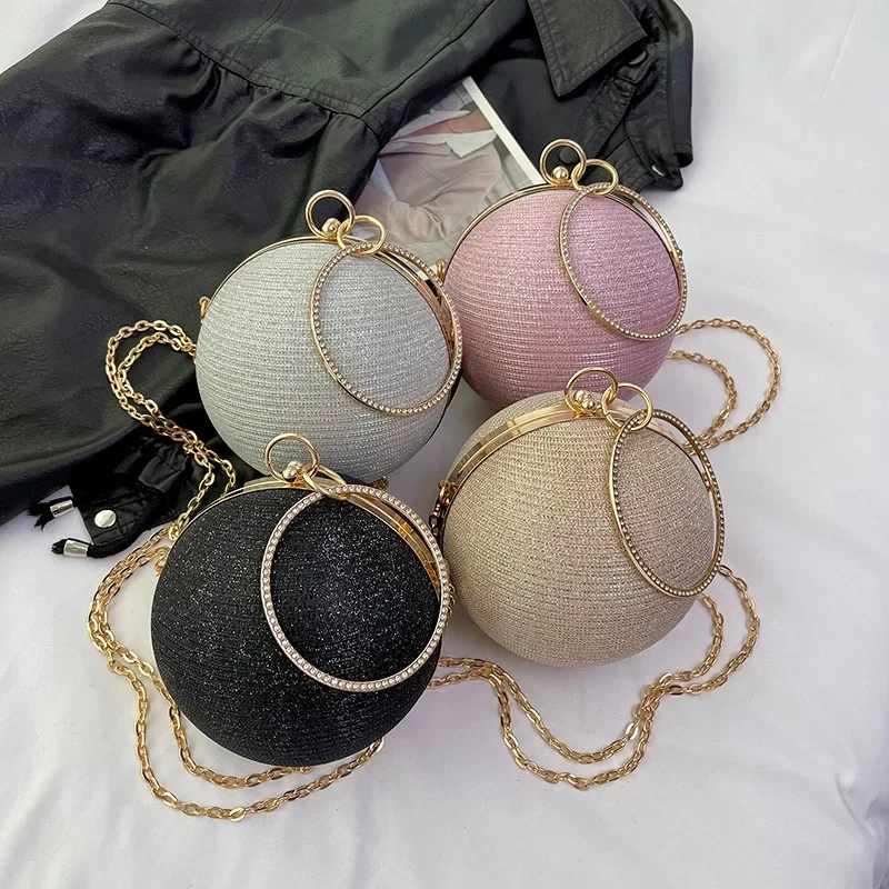 

Personalized design spherical bag 2024 European and American fashion small round bag trend light luxury chain bag