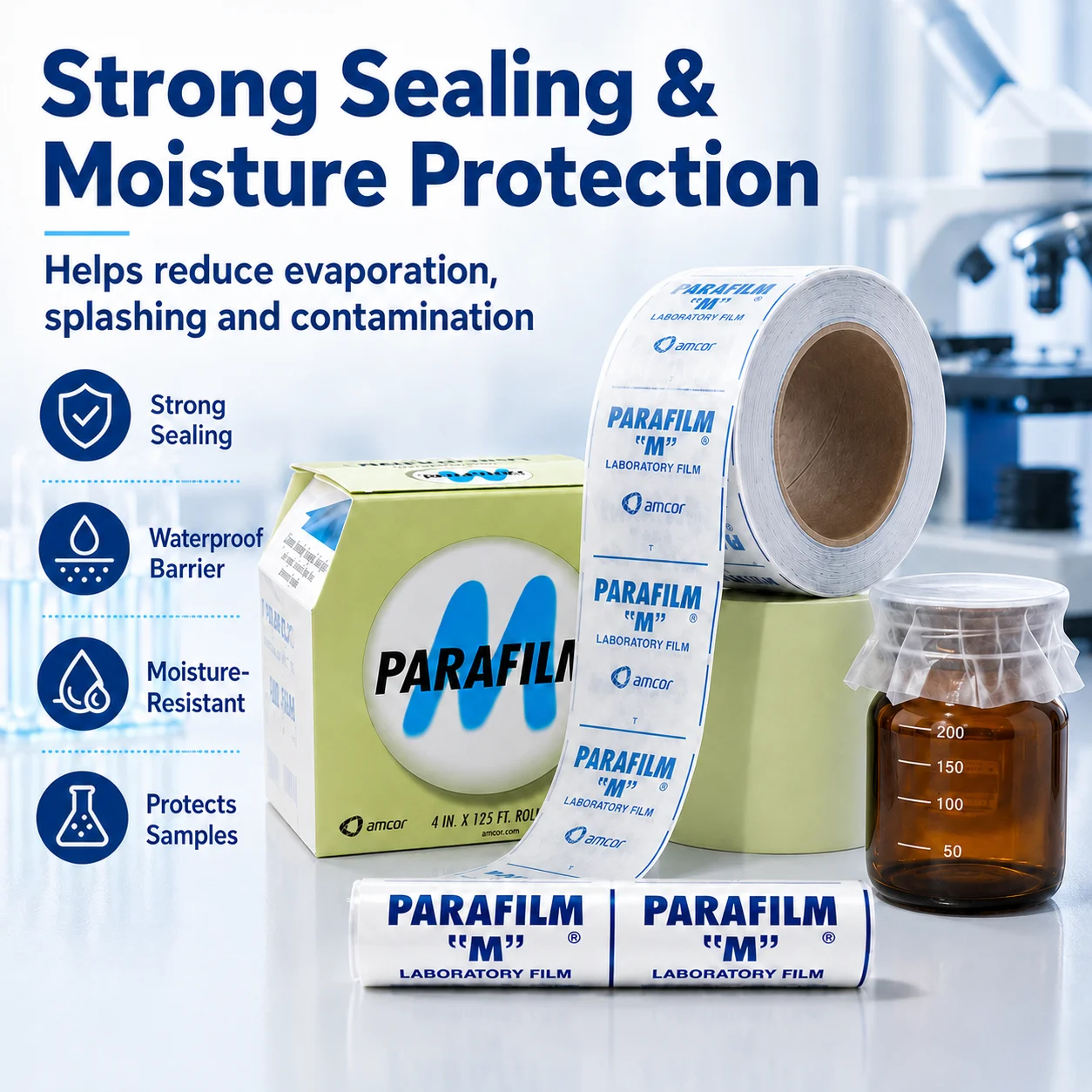 Parafilm M Pm996 Laboratory Film Moisture Proof Self Sealing Film for Laboratory Beaker Petri Dish Wine Bottle Perfume