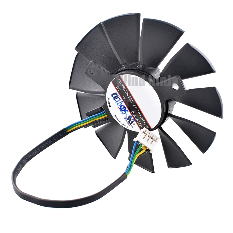 FD7010H12S 75mm Cooling Fan for Graphics Card DC12V 0.35A 4-Pin 40x40x40mm Hole Spacing 75mm Diameter