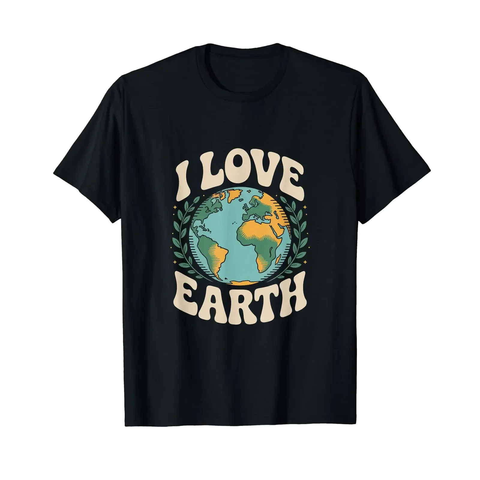 I Love Earth Globe Environmental Message Affordable T Shirt vintage Washed Comfortable Top For Everyday Wear homme Breathable