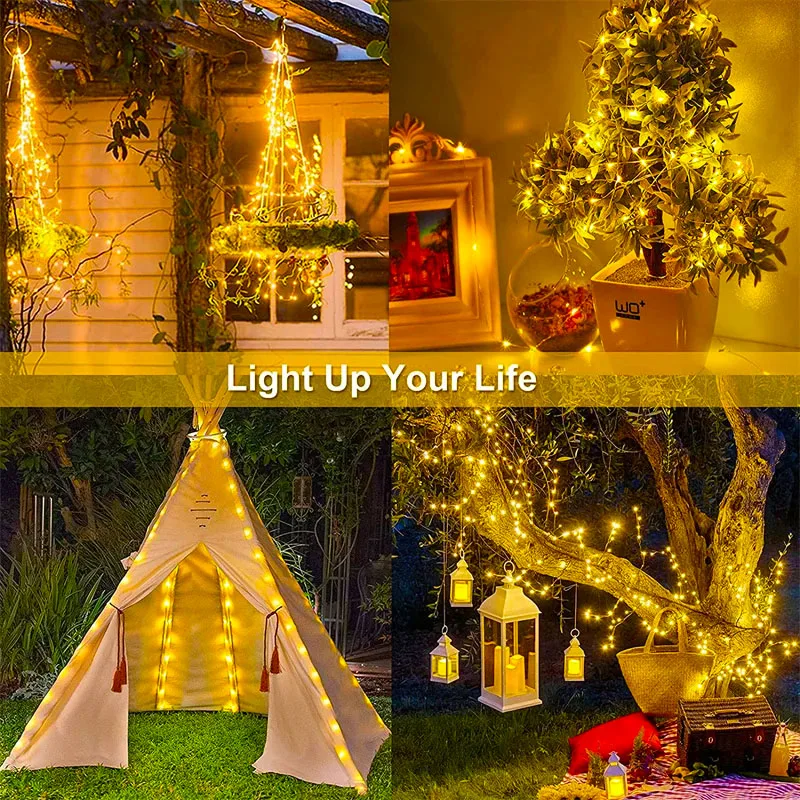 Imagem -06 - Impermeável Led Solar String Light Jardim ao ar Livre Fairy Lights Decoração de Festa de Natal 7m 12m 22m 32m 40m 400 Leds