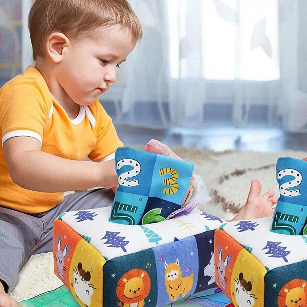 Pano montessori brinquedos macio colorido bebê brinquedo educativo bombeamento lenço de seda educação precoce caixa de tecido mágico exercício de dedo