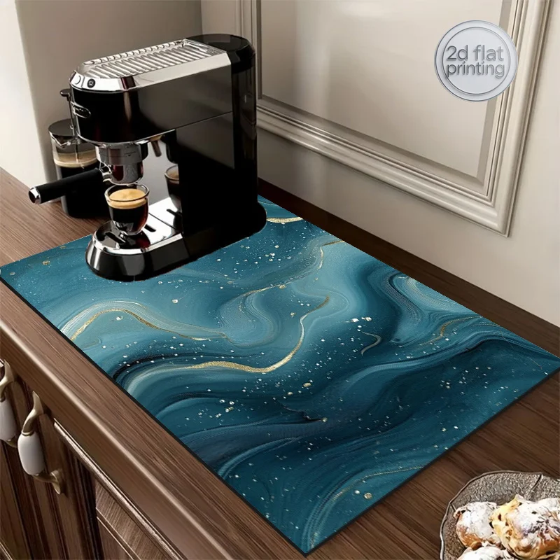 1pc Dish Drying Mat, Textured Pattern Drainage Mat, Dryer Mat, Plate Drying Pad, Coffee Machine Absorbent Mat, Kitchen Counterto