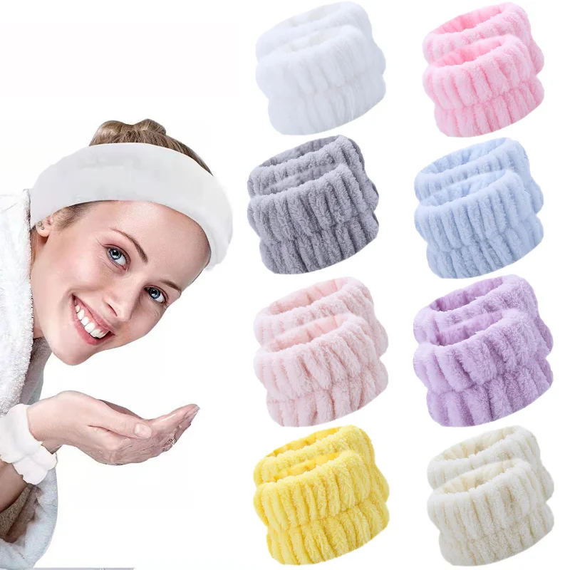 Wrist Spa Washband Microfiber Wrist Wash Towel Band Wristband Scrunchies for Washing Face Absorbent Wrist Sweatband Headbands