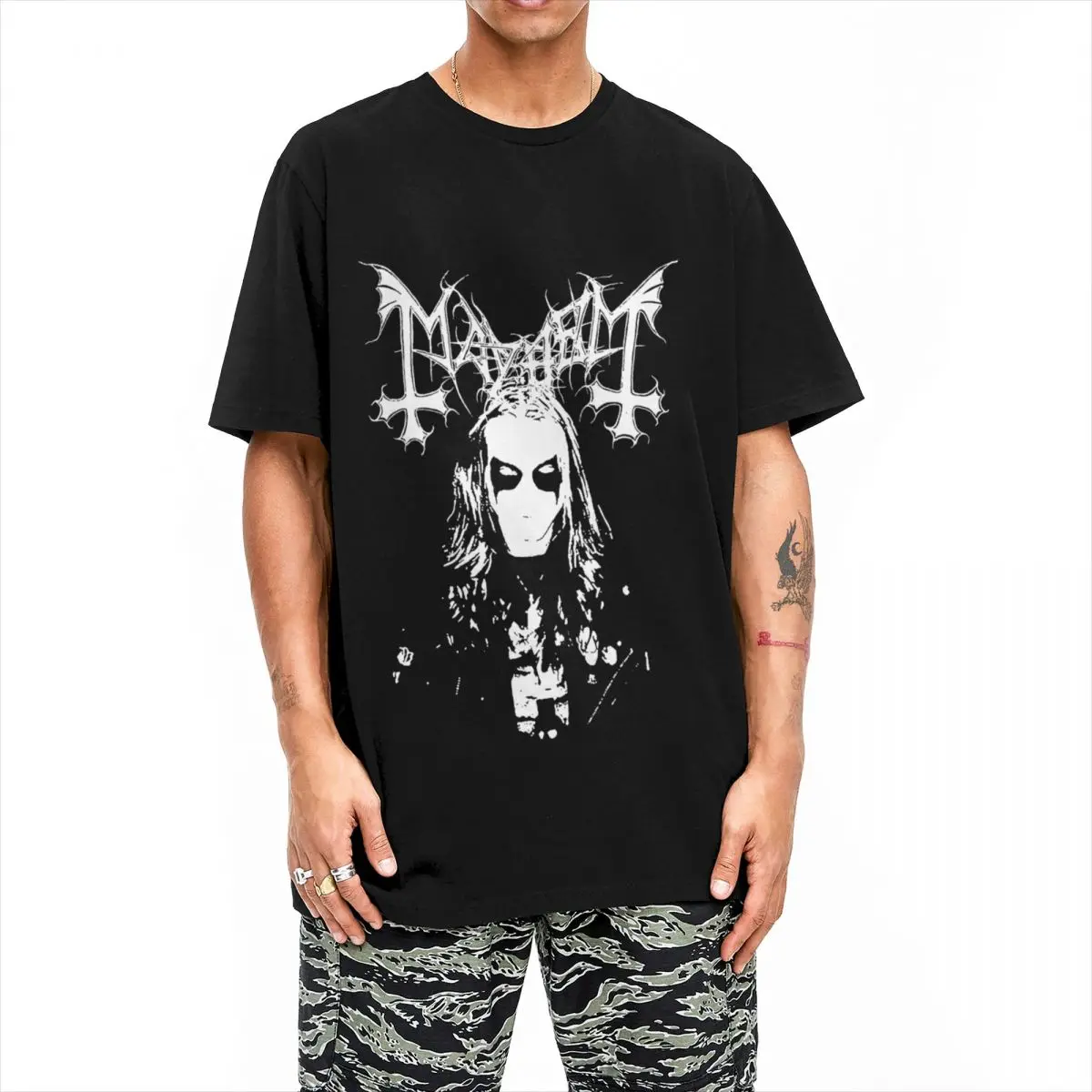 Kawaii Mayhem Norway Heavy Metal Band T-Shirt Men 100%Cotton Short Sleeve Per Yngve Ohlin Round Neck Summer Tops Shirts