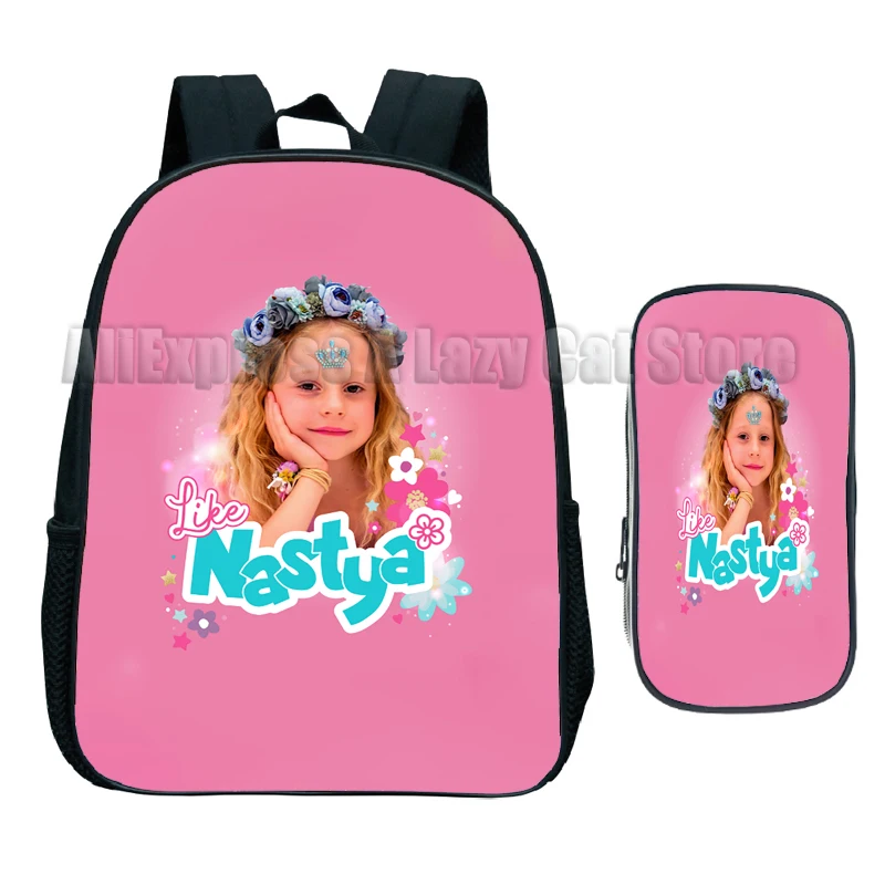 2pcs Set Like Nastya Backpack Kids Toddler Kindergarten Knapsack Boys Girls Outdoor Shoulder Bags Children's Gift Bags