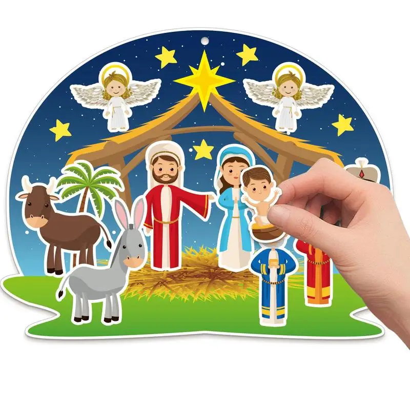 Christmas Nativity Sticker Scene 36pcs Religious Education Sticker Funny Christmas Crafts Make A Nativity Scene 36pcs Stickers