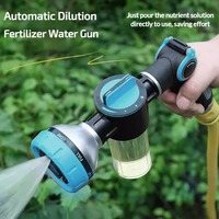 High Pressure Garden Hose Spray Nozzle with Soap Dispenser 8 Spray Patterns Foam Sprinkler for Garden Watering Plants Lawn Patio