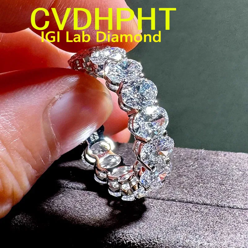 Luxury 14K Lab grown diamonds Oval Cut Diamond Eternal Wedding Ring In D-F Color Ranging From 0.2 Ct to 0.5ct