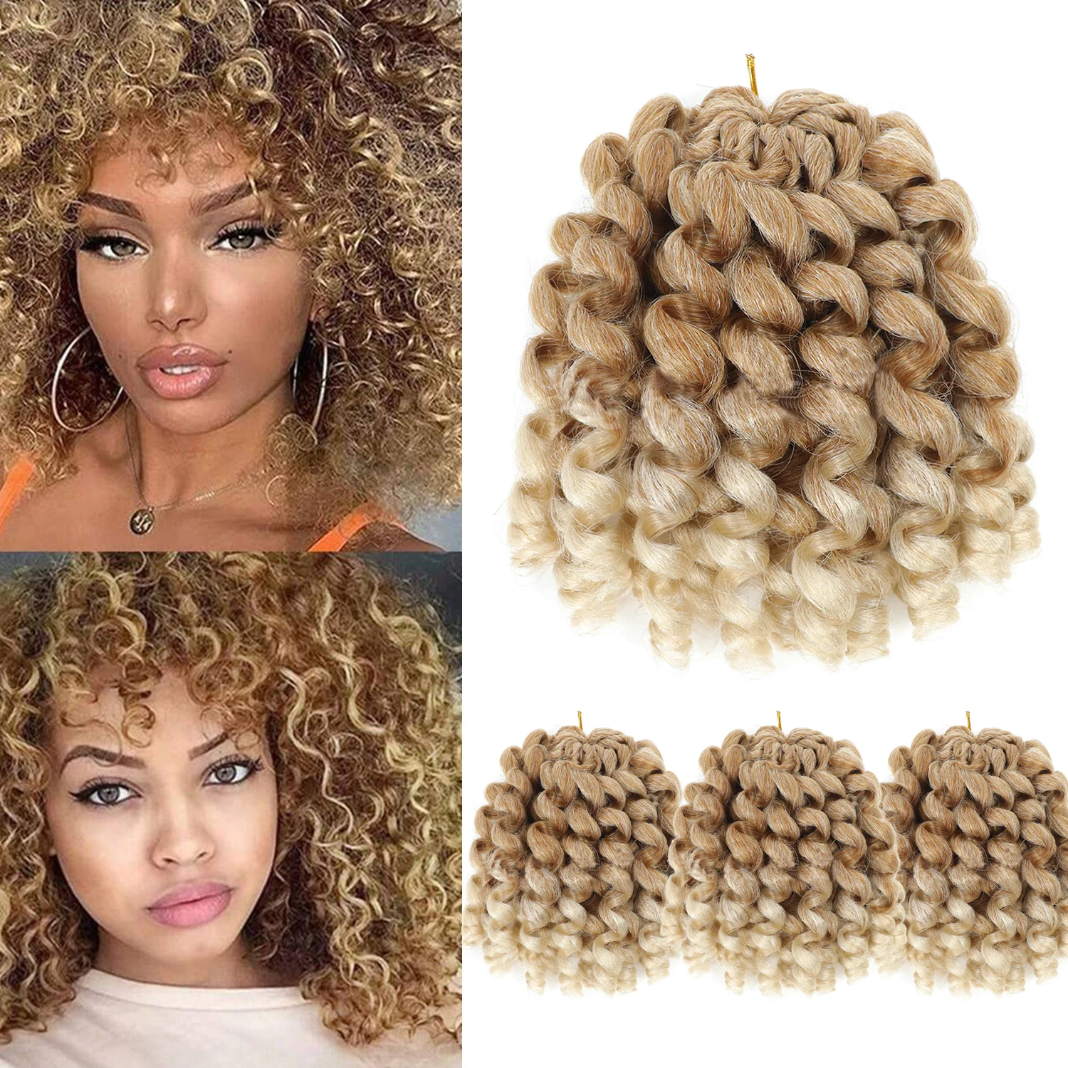 

8/10/12 дюймов ямайские вязанные крючком волосы для женщин Jumpy Wand кудри крючком волосы короткие предварительно закрученные вьющиеся вязанные крючком волосы синтетические