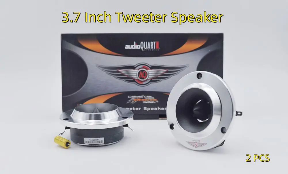 audioQUA 2pcs 3.7 Inch 4 ohm 250W Treble Speaker For Car Titanium Film Aluminum  Modified Car Hifi Horn Tweeter With Capacitance