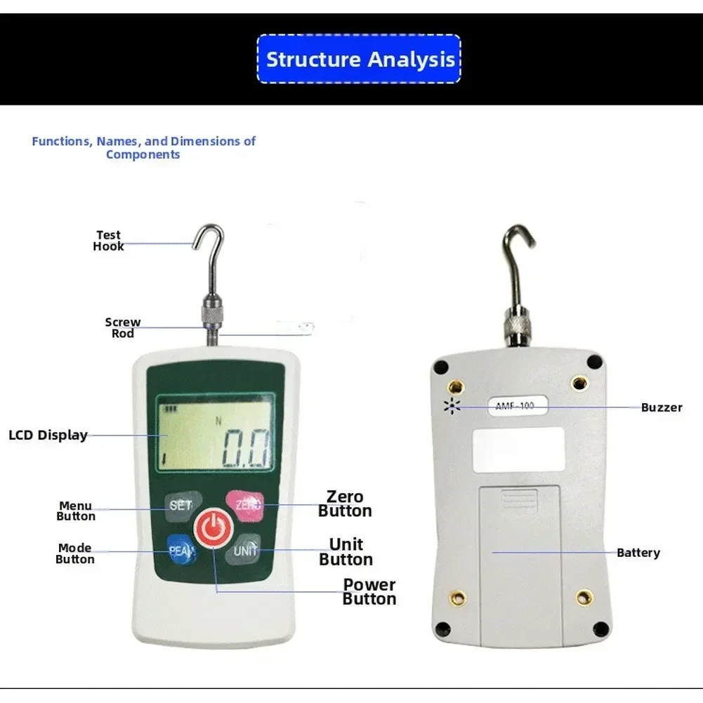 ZMF-500 Digital Push-Pull Force Gauge High-Precision Tension And Pressure Tester Machine Instrument Tools Without Battery