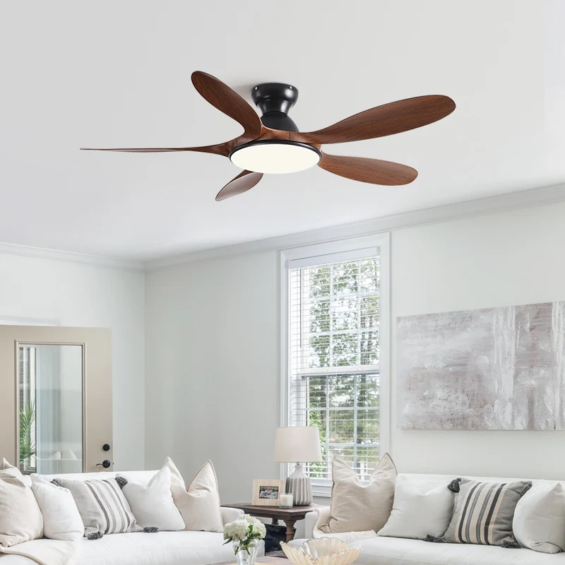 QINIWAKE 42/46/56Inch LED Ceiling Fan Remote Control Supported 6 Gears Wind Speed Bidirectional Rotation for Living Room Bedroom
