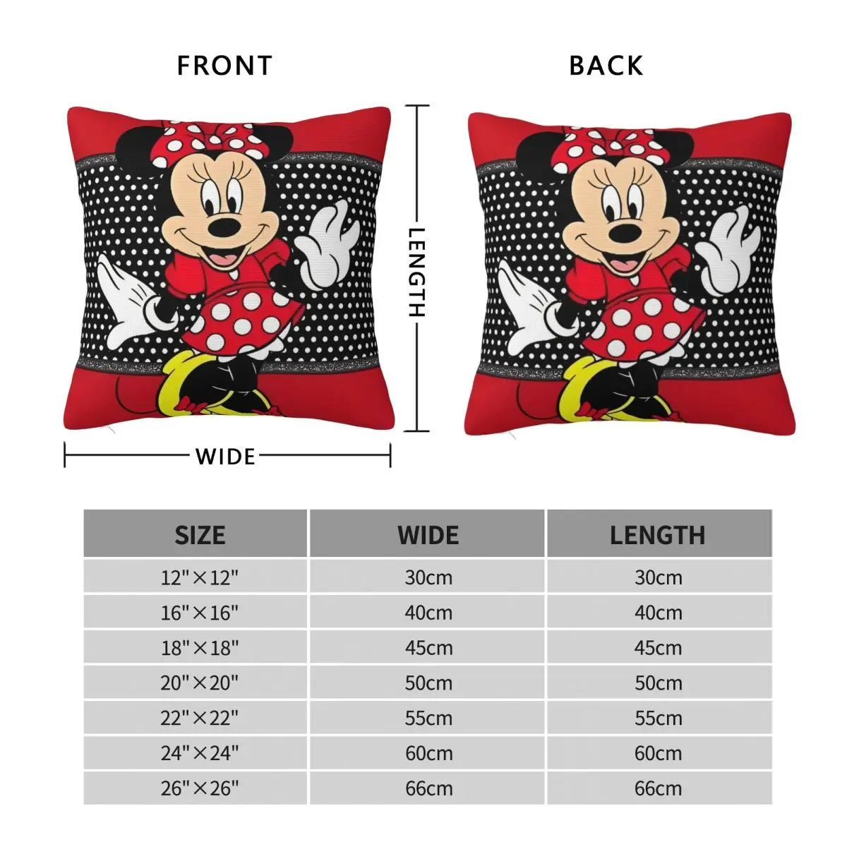 Christmas Minnie Mouse In Polka Dots Pillow Cover Square Pillow Case Cushion Cover Retro Pillowcases For Sofa Home Decorative