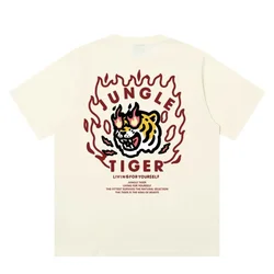 Korean Version Trendy Cartoon Tiger Head Oversize Unisex Fashionable Street Hip-hop Style O-neck Short Sleeved Tees 2024 Summer