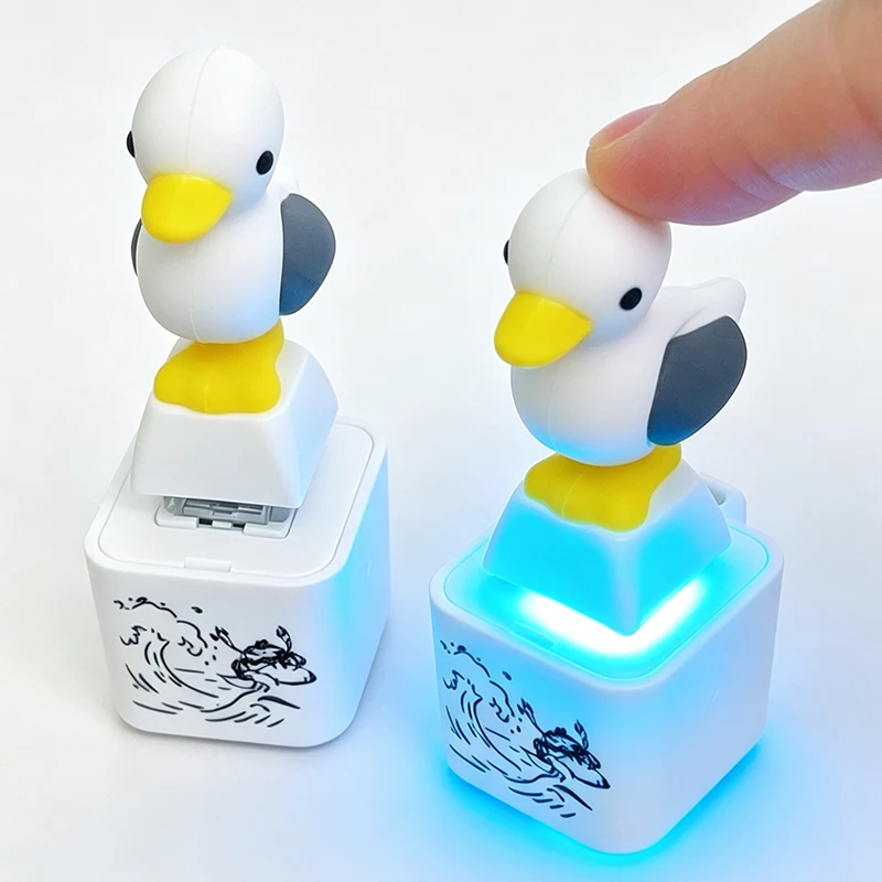 1-5pcs Creative Mine Bird Voice Toy Pendant Keychain Keyboard Decompression Sound Little Seagull Duck Keychain with USB Charging