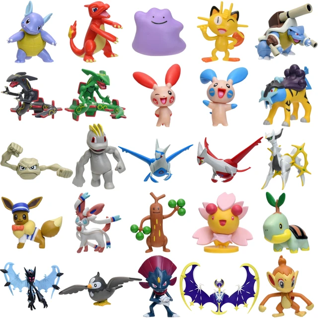 26 stylów Pokemon rysunek zabawki Anime Rayquaza Geodude Latias Latios Ditto Lunala Arceus Minun Plusle figurki Model z kreskówki lalki