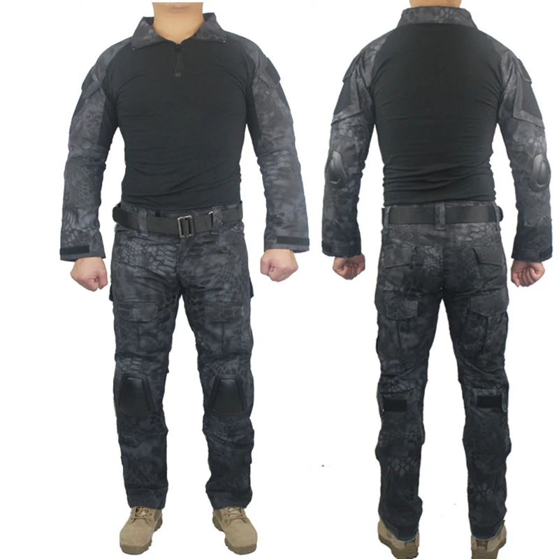 Tactical BDU Kryptek Black Uniform abbigliamento softair Shirt pantaloni Suit Set Camouflage Hunting Clothes Gear