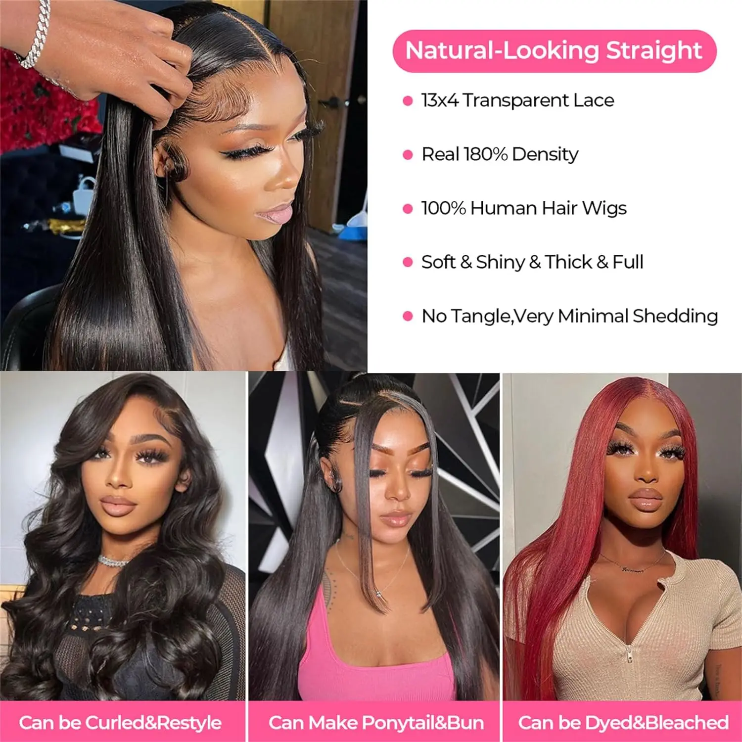 Lace Front Wig Human Hair Straight 180% Full Density 13x4 HD Transparent Lace Frontal Wigs Human hair lace front wig For Women