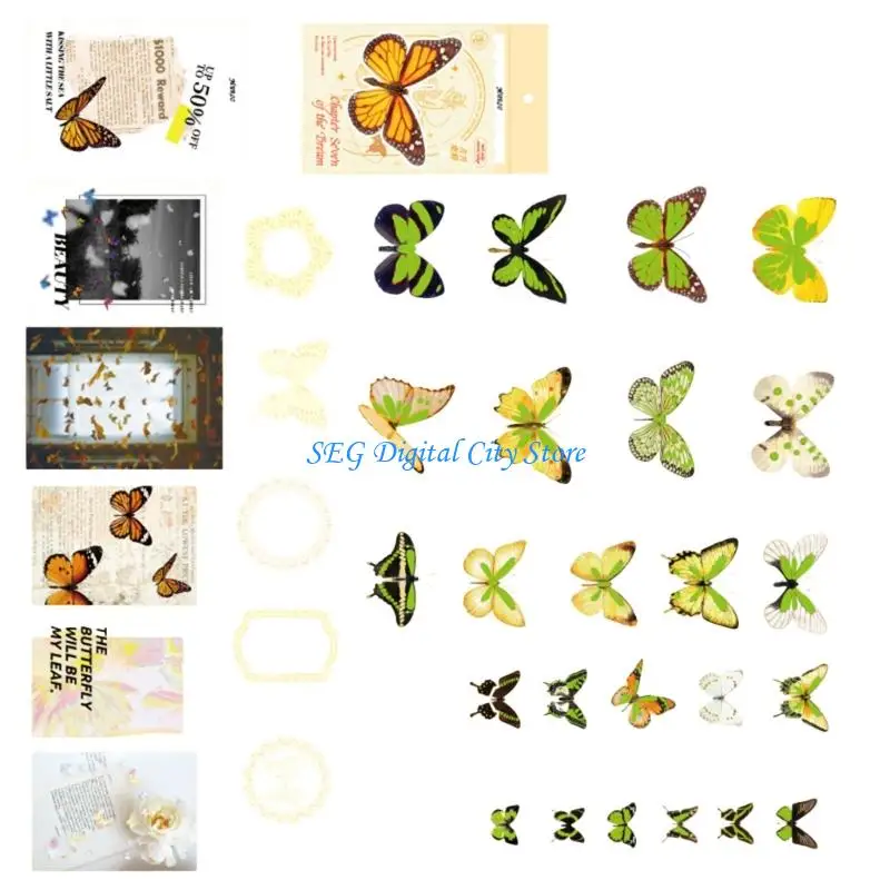 U75B Colorful Butterfly Label Glowing Sticker Craft Materials Suitable for Classroom Decorations Party Craft Set