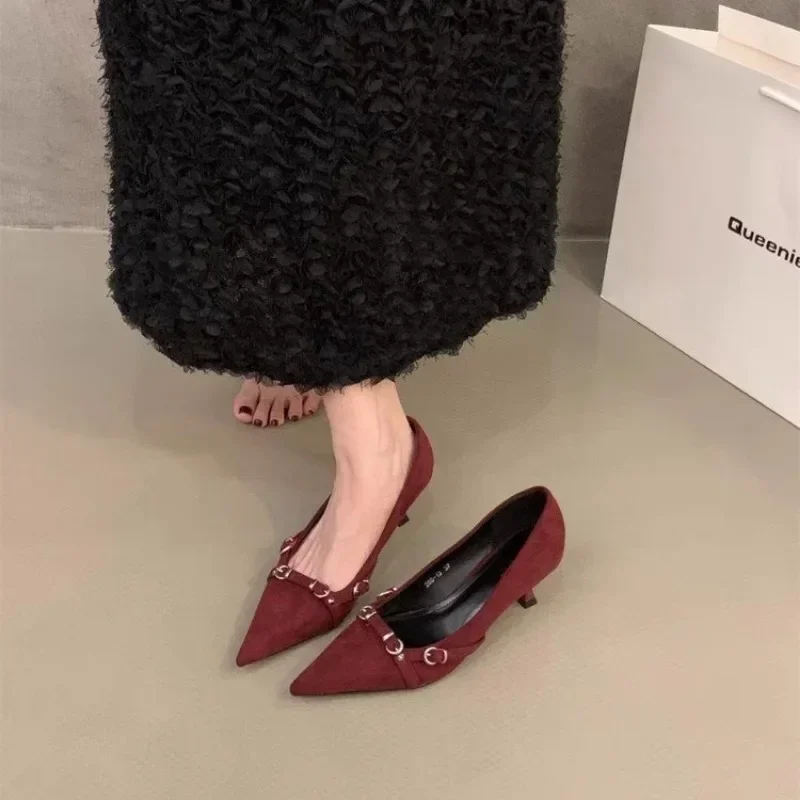 

Женская обувь, осень 2024, пикантные женские туфли на заостренном каблуке, простые элегантные свадебные туфли, модные леопардовые бархатные туфли