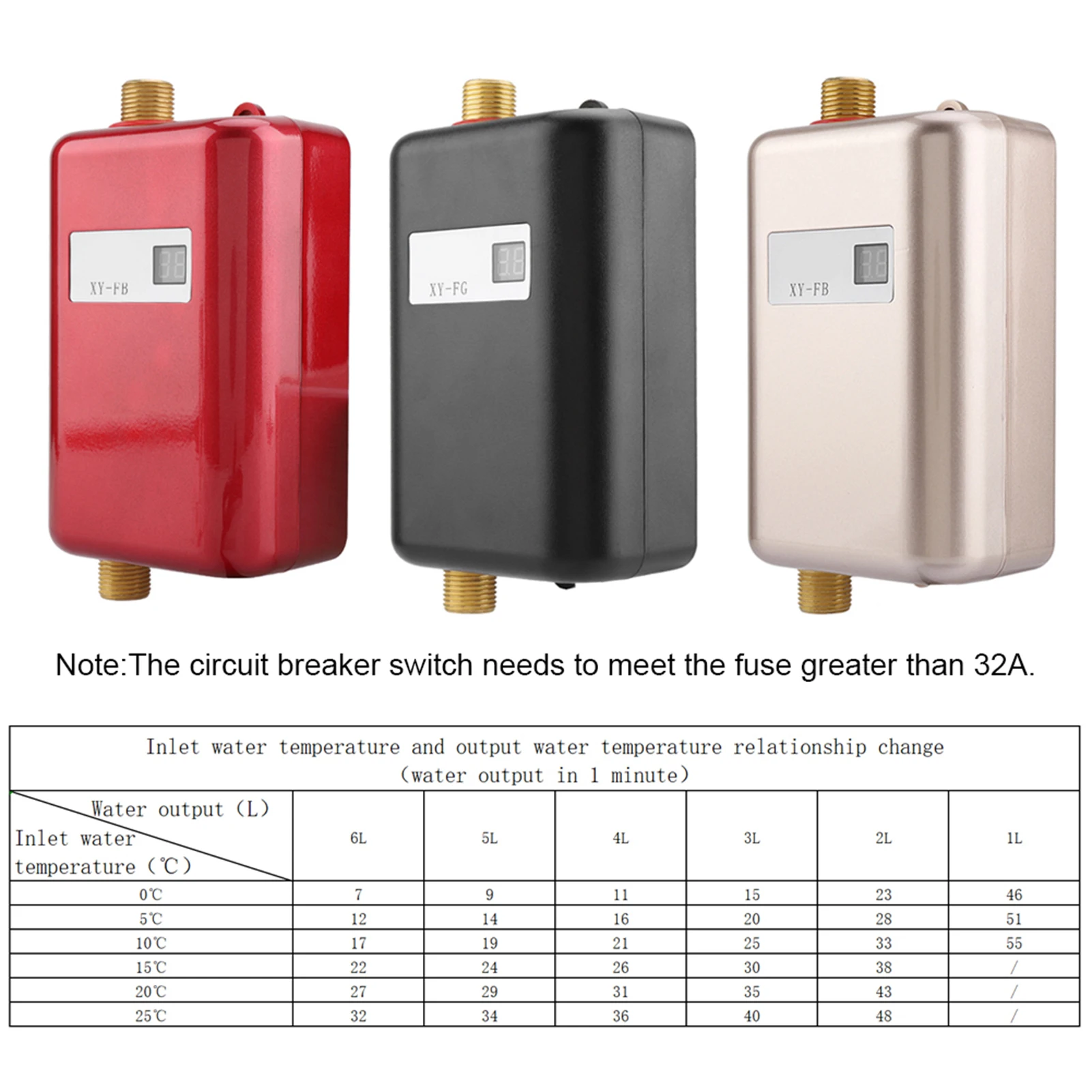 Chauffe-eau électrique instantané sans réservoir, 220V, 3800W, avec écran LCD, usage domestique et commercial, petit format, eau chaude