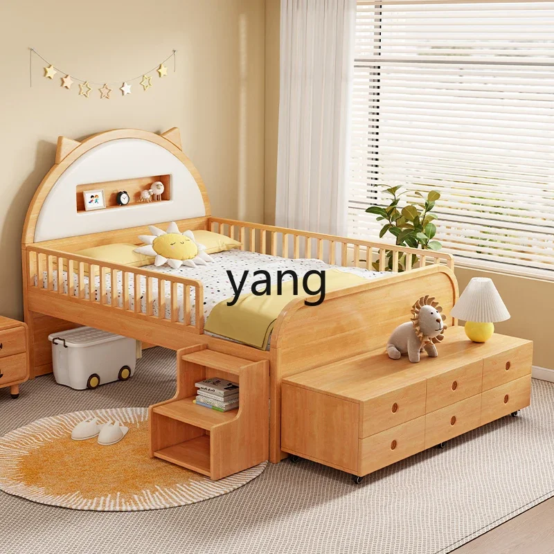 CX solid wood boys and girls half height 1.2M1.5M single modern simple guardrail soft bag bed