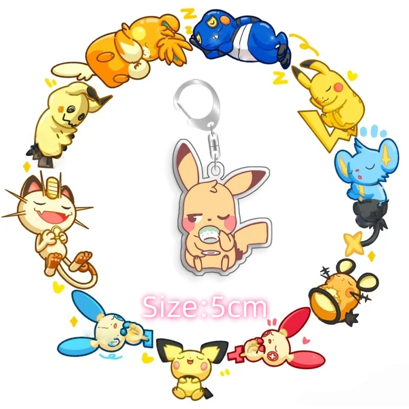 For Pokemon Bulbasaur Gengar Mew Psyduck Spuitle  Anime Self Made Acrylic Card Style Keychain Classics Game Collection Cards Toy view 5