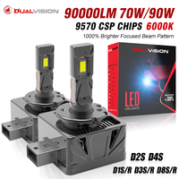 Dualvision D1S D3S LED Headlights HID CANBUS D2S D4S D4R D1R D2R D3R Turbo LED 90000LM CSP Chip 6000K White 70W 90W Plug&Play 2X