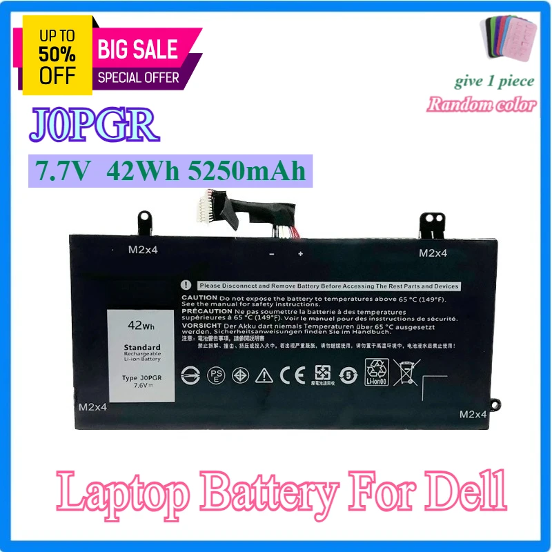 

J0PGR Аккумулятор для ноутбука Dell Latitude 12 5285 2-в-1 серии 12 5290 2-в-1 T17G JOPGR X16TW 1WND8 7,6 В 42 Втч 5250 мАч