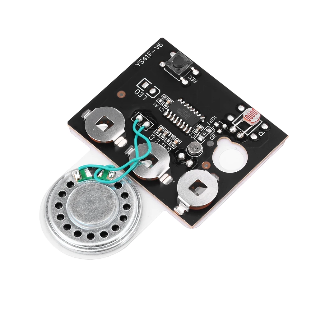30s Audio Voice Recording Playback Module DIY Light-Sensitive Version Cord for Greeting Card NO with 3 LR1130 Batteries