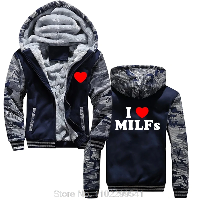 Funny I Love MILFs Heart Hoodie Cotton Hoody Birthday Gifts Jacket Zip Up Hoodies Style Coats Men Clothing Fashion Streetwear