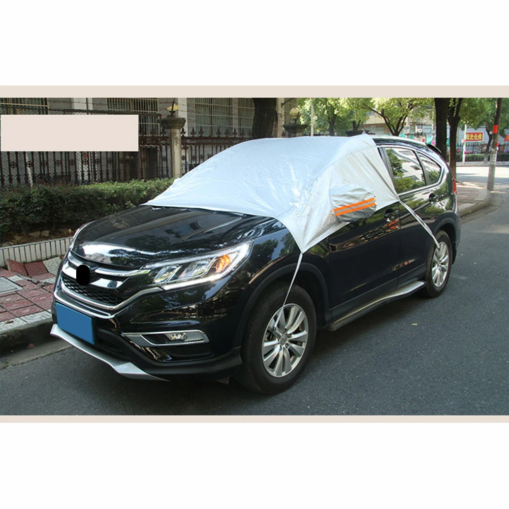 

Universal Car Windshield Cover with Aluminum Layer Double Flaps 4 Clips All Season Sun Shade and Snow Protection Shield for Most