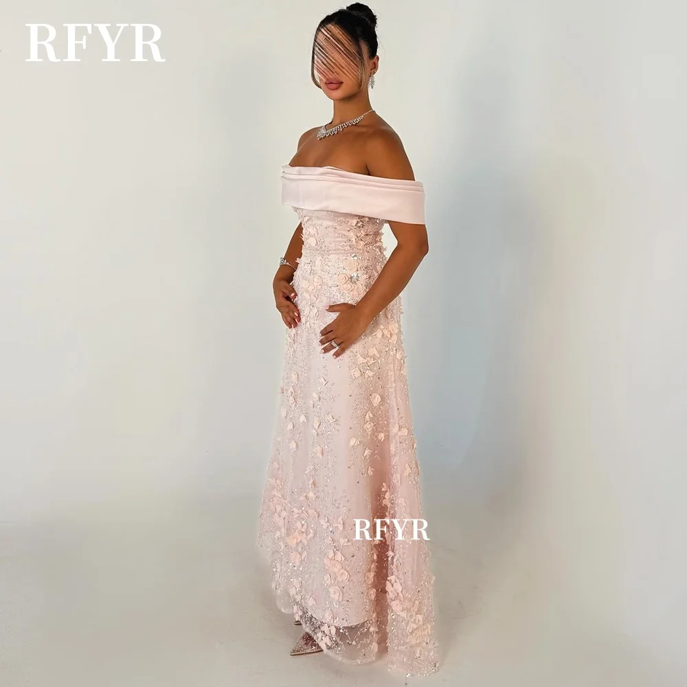 RFYR Schulterfreies Ballkleid, A-Linie, Partykleid, Spitzenapplikation, Prinzessinnenkleid, luxuriöses Abendkleid für arabische Frauen, individuell gestaltet