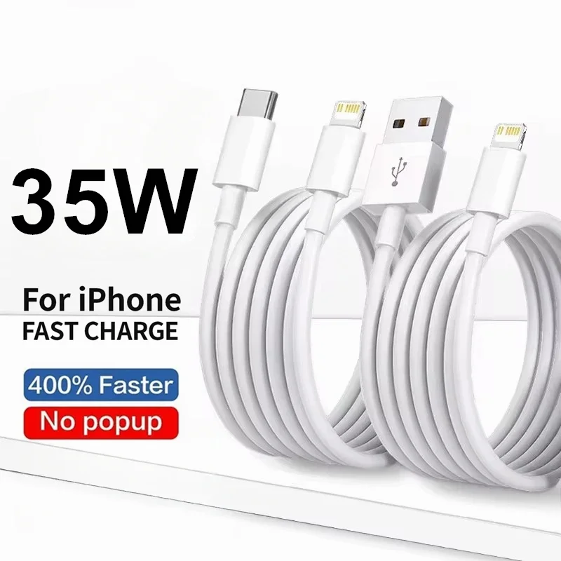 

Кабель USB PD для быстрой зарядки 35 Вт для iPhone 11 12 13 Pro XS Max 6 7 8 14 Plus X XR Rapid Charge USB C Зарядное устройство Линия передачи данных 1 м 1,5 м 2 м