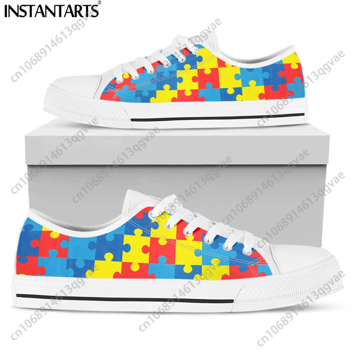 Autism Awareness Puzzle Low Top High Quality Sneakers Mens Womens Teenager Canvas Lightweight Sneaker Couple Shoes Custom Shoe