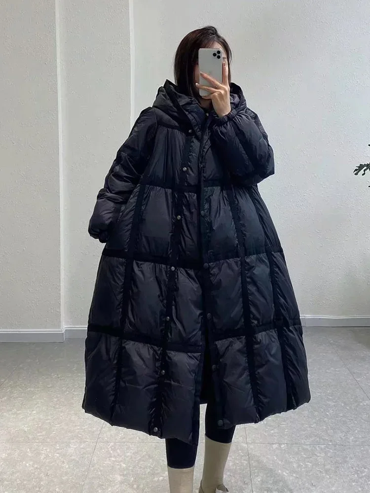 Women Hooded Loose 2023 White Winter Long Coat Female Thick Warm Oversized Puffer Jacket Windproof Parkas