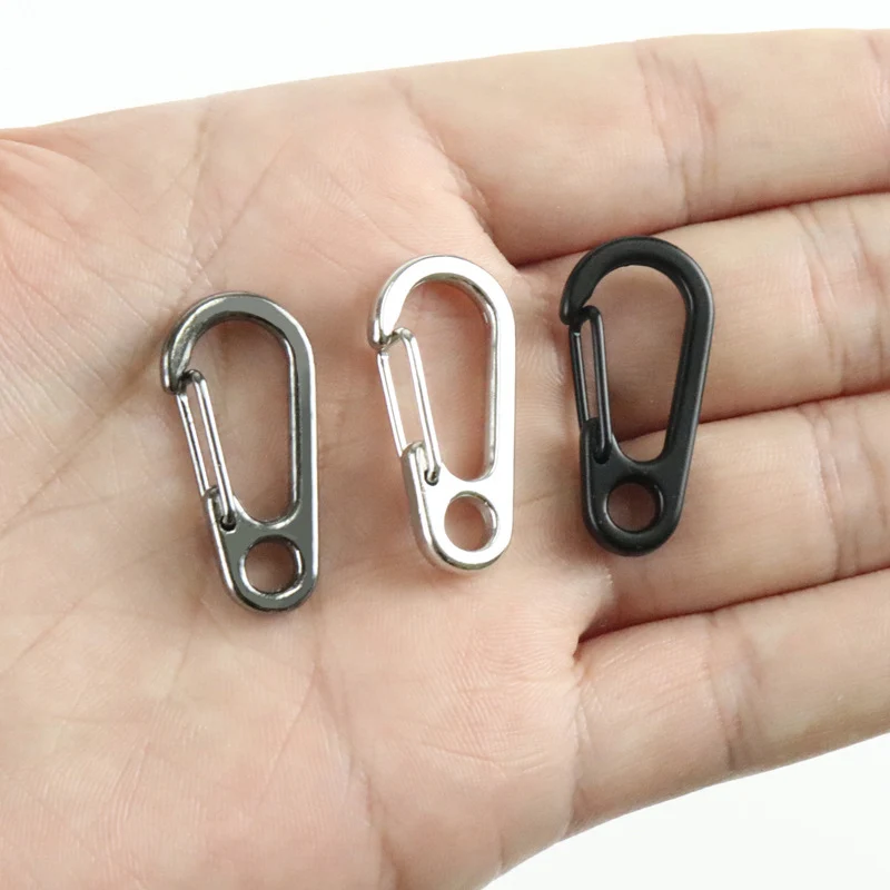 10pcs/set Small Carabiner Clip with Keyrings 32mm Aluminum Carabiner Keyring Clip for Camping Keychains Hiking Outdoor