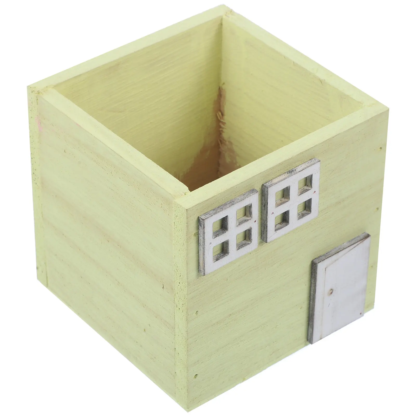 Wood Flower Pot Small Desktop Wooden Planter Rustic Indoor Decorative Artificial Succulents Plant Pot for Home Garden Balcony