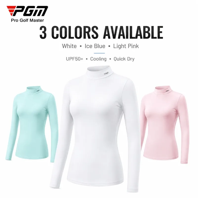 PGM Women Golf Long Sleeve Shirt UPF50+ Sun Protection Ice Silk Cooling Quick Dry Breathable Base Layer