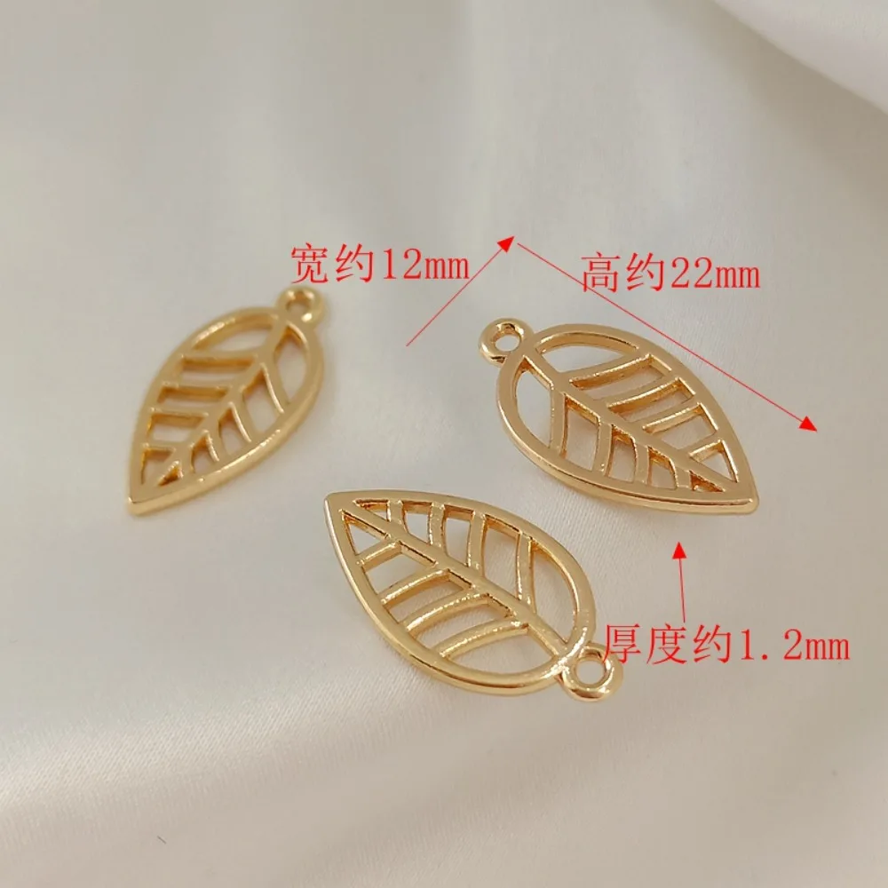 14K Gold-plated Hollowed-out Leaf Pendant, Exquisite Bracelet, Necklace Pendant, Handcrafted DIY Jewelry Accessory