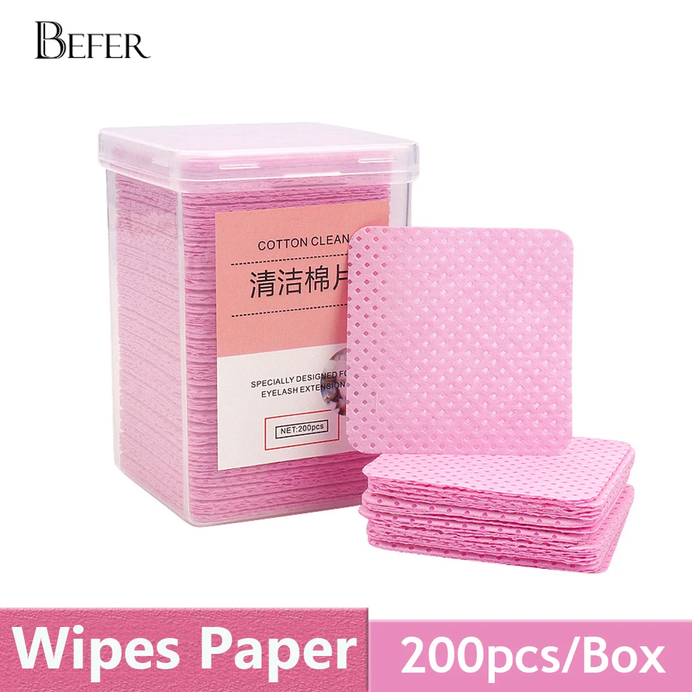 200 stücke Fusselfreien Nagellack Entferner Baumwolle Tücher Papier Pads Reinigung Werkzeug Nail art Tipps UV Gel Wimpern Kleber reiniger Befer – Detail 2