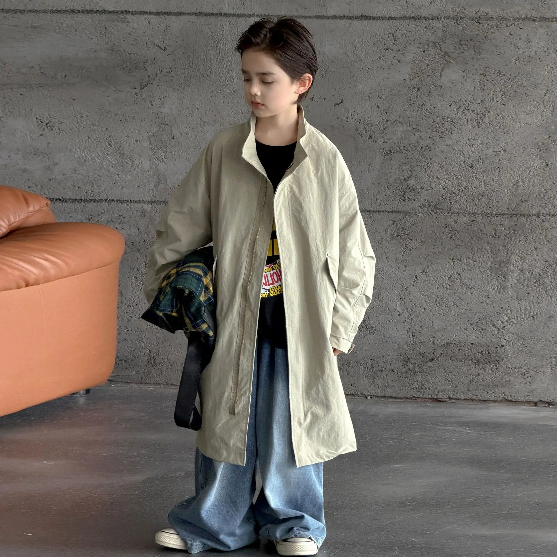 Boys Trench Coat 2026 Autumn New Children's Foreign Style Coat Boys Baby Autumn Clothes