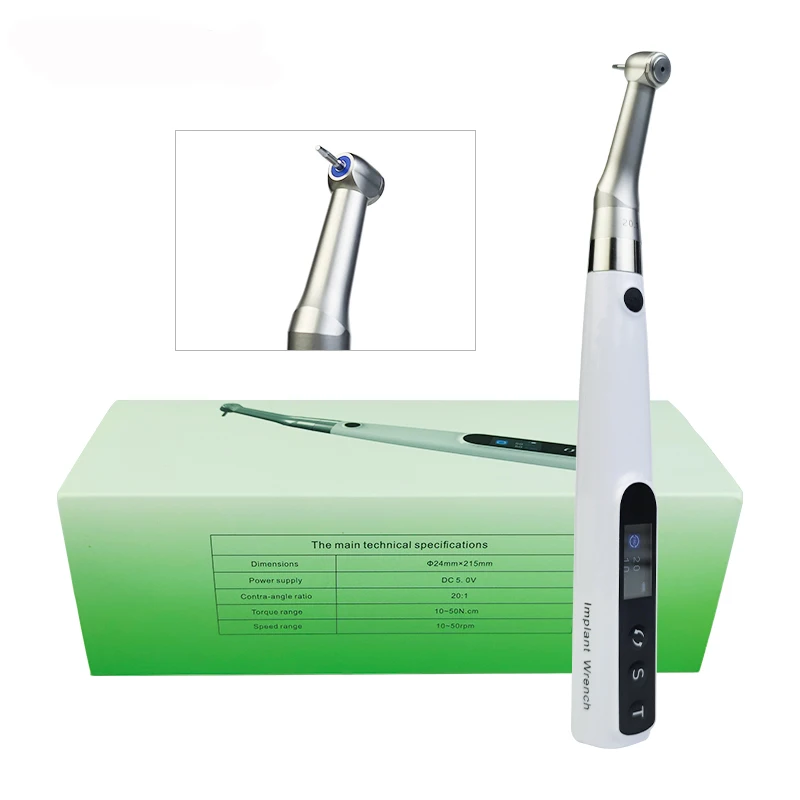 Dental Surgical Motor Portable Dental Implant Drills Torque Electric Wrench 20:1 Angle Irrigation Water Low Speed Handpiece