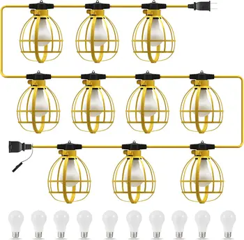 Tagebuch 100ft Konstruktion Lichterketten, 10 Glühbirnen 100w 10500lm String Arbeits scheinwerfer mit 10 mittleren Sockel, verbin dbare Baustelle