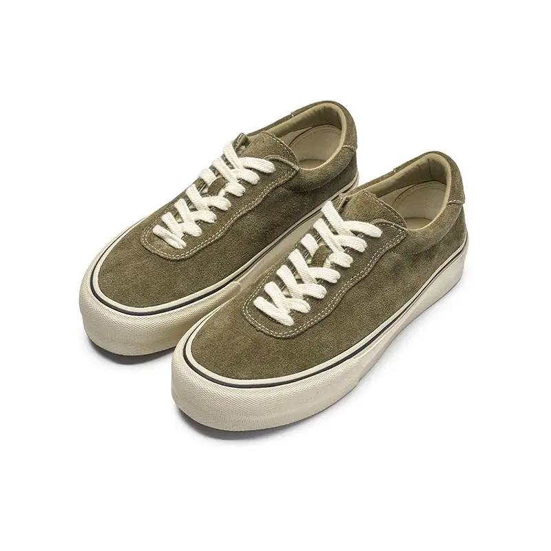 

Retro Japanese Sle Thi Bot Sulfurized Casual Board oes Couple Flip Flop Cowhide Low Help Trendy Skate oes Men Women