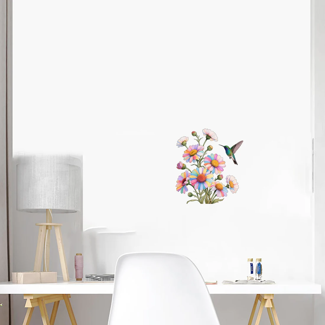 Three Ratels CFN101 Elegant rural style white daisy art wall sticker for home decoration