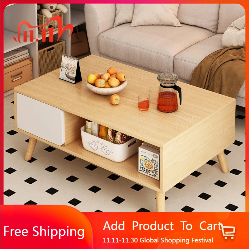 

Drawers Storage Coffee Table Decoration Wood Designer Side Table Modern Luxury Standing Moving Couchtisch Postmodern Furniture