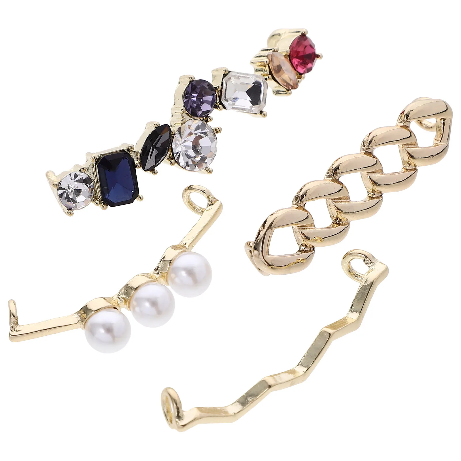 

4Pcs Metal Rhinestone Shoe Buckle Alloy Shoes Button Creative Shoelace Decor for Women DIY Shoe Charm Decorative Accessory