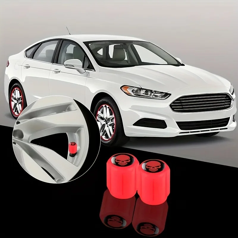 8Pcs Luminous Skeleton Tire Valve Caps, Universal Fluorescent Wheel Hub Covers for SUV Bike Truck Motorcycle Accessories